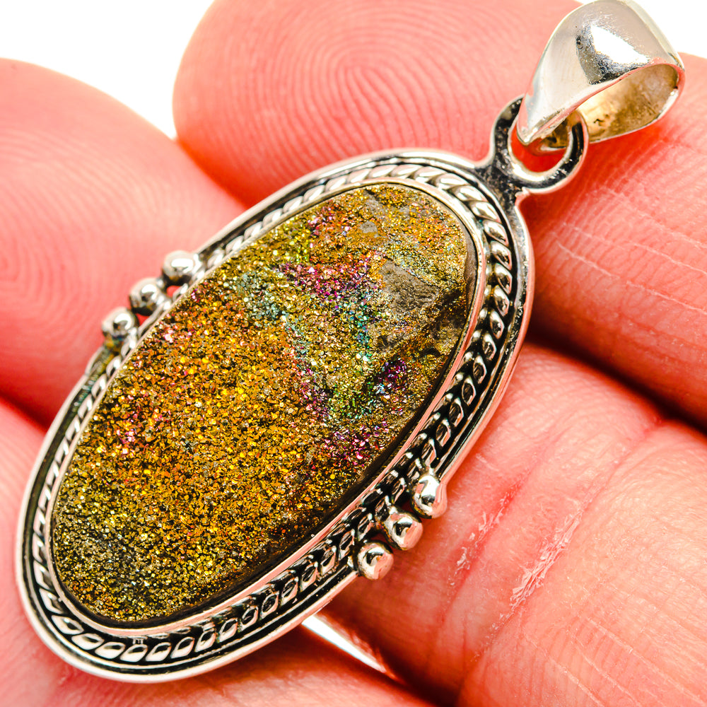 Spectro Pyrite Druzy Pendants handcrafted by Anasilvercos - PD21673