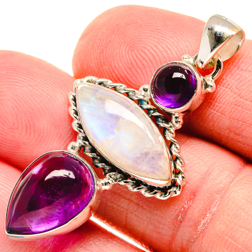 Rainbow Moonstone Pendants handcrafted by Anasilvercos - PD21681