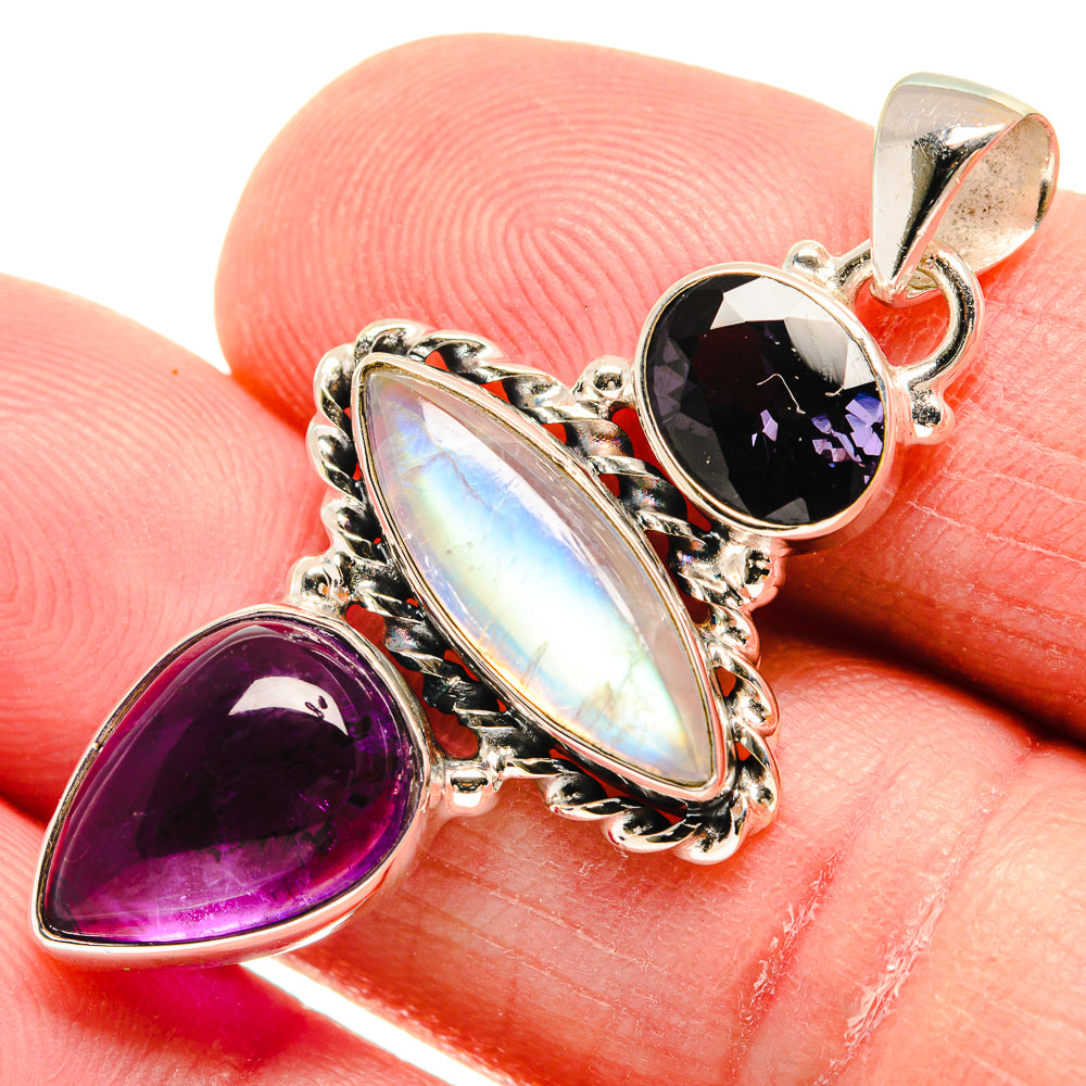 Rainbow Moonstone Pendants handcrafted by Anasilvercos - PD21682