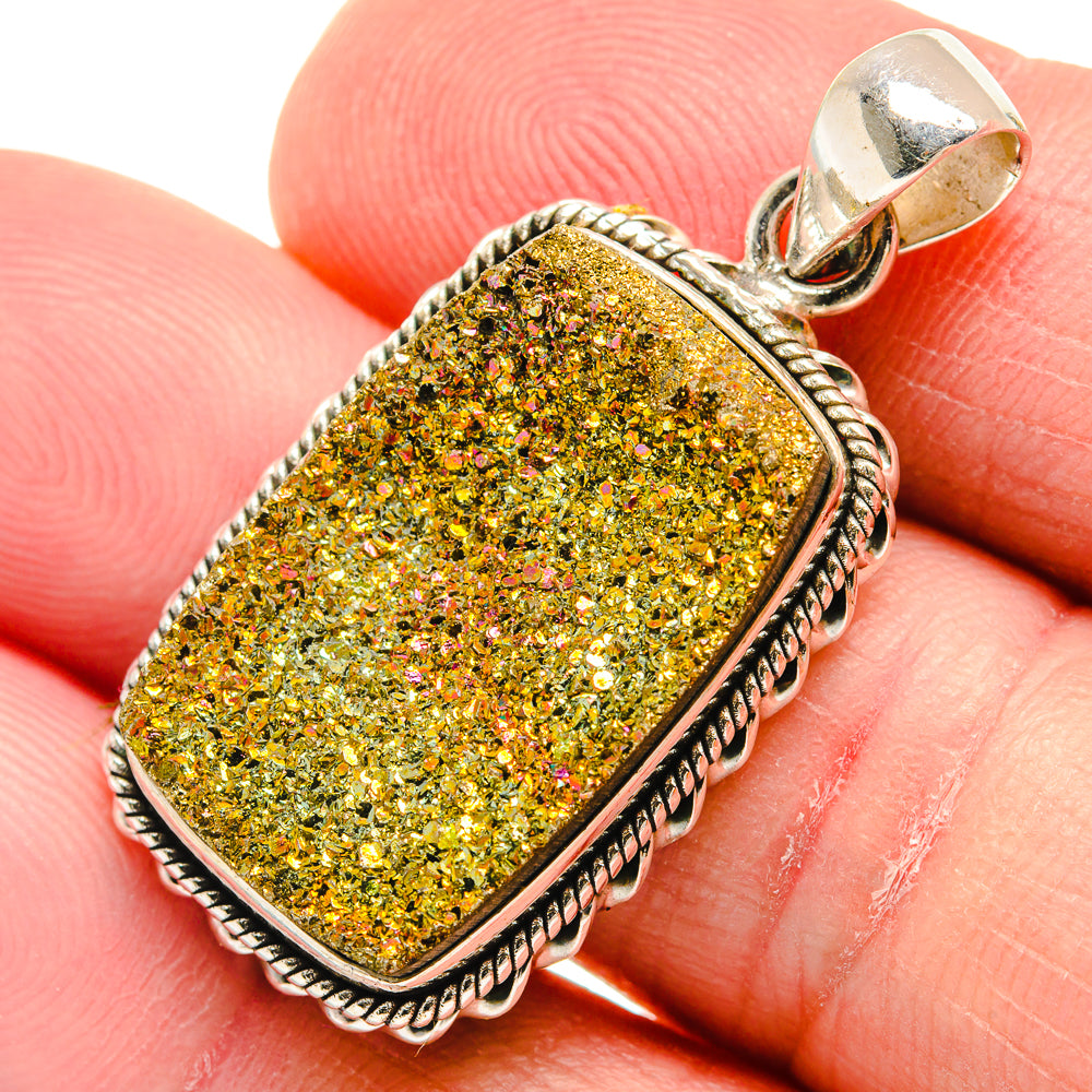 Spectro Pyrite Druzy Pendants handcrafted by Anasilvercos - PD21702