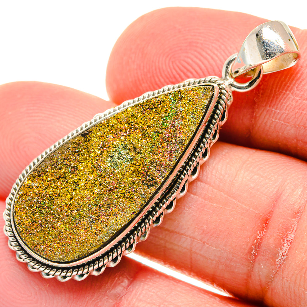 Spectro Pyrite Druzy Pendants handcrafted by Anasilvercos - PD21711