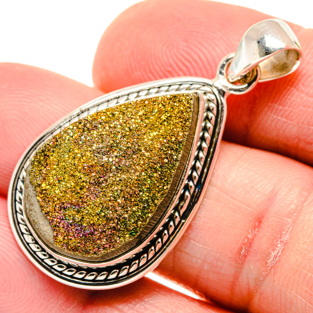 Spectro Pyrite Druzy Pendants handcrafted by Anasilvercos - PD21712
