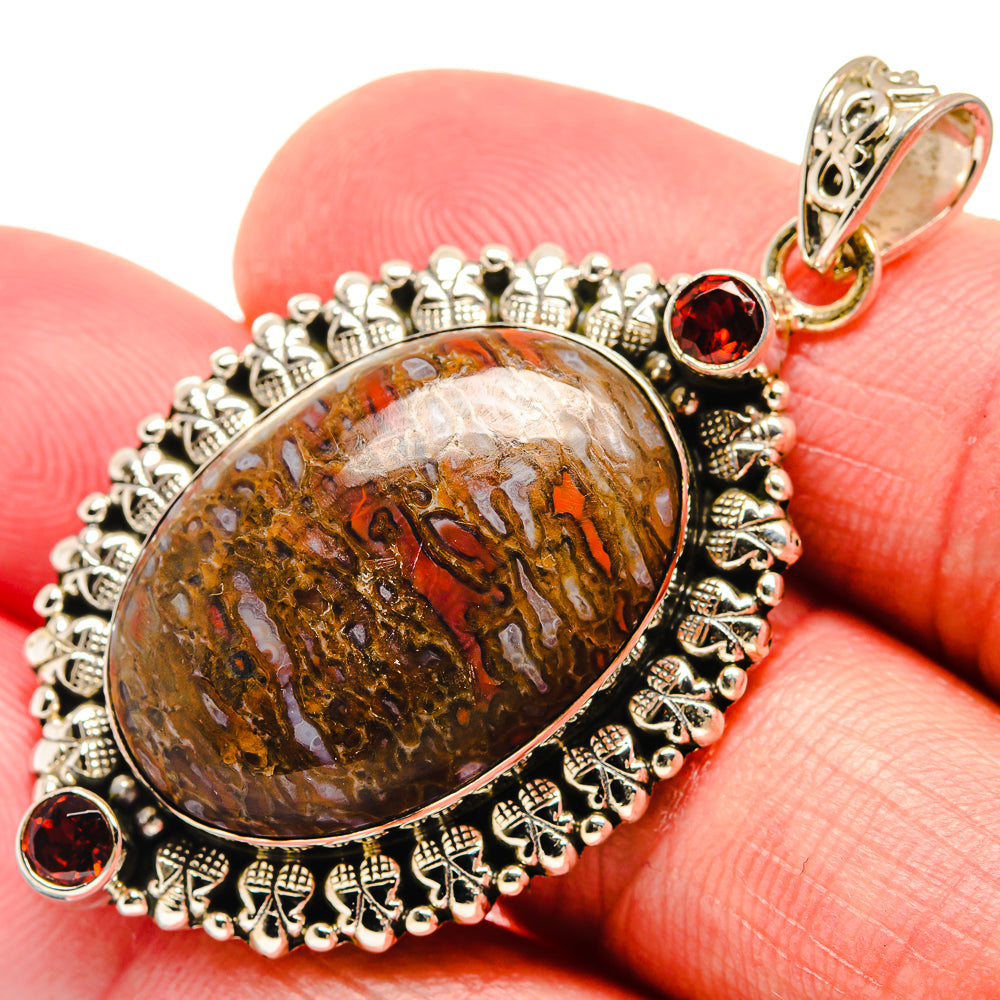Dinosaur Bone, Garnet Pendants handcrafted by Anasilvercos - PD21744