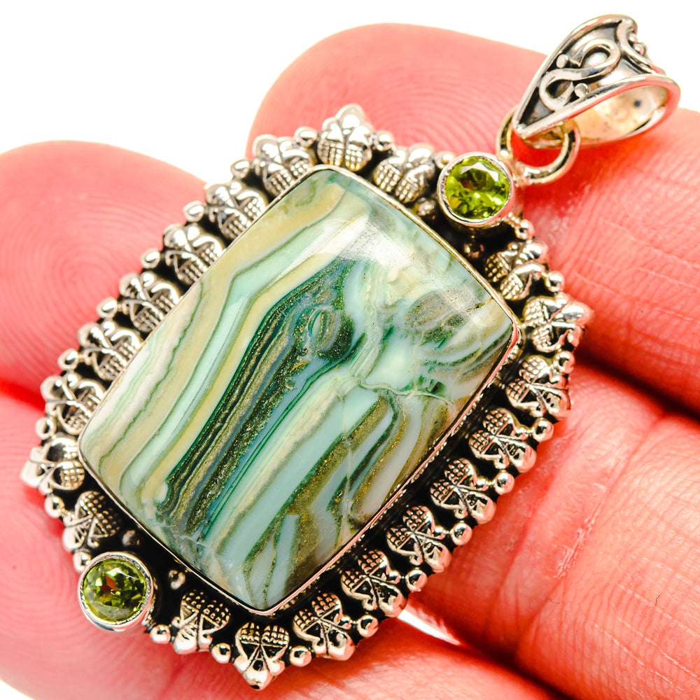 Rainforest Jasper, Peridot Pendants handcrafted by Anasilvercos - PD21748