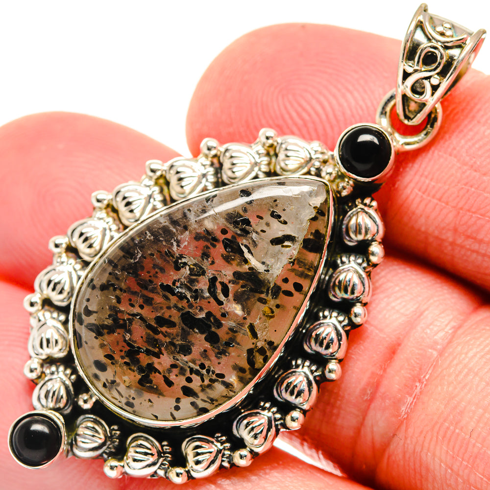Dendritic Opal, Black Onyx Pendants handcrafted by Anasilvercos - PD21756