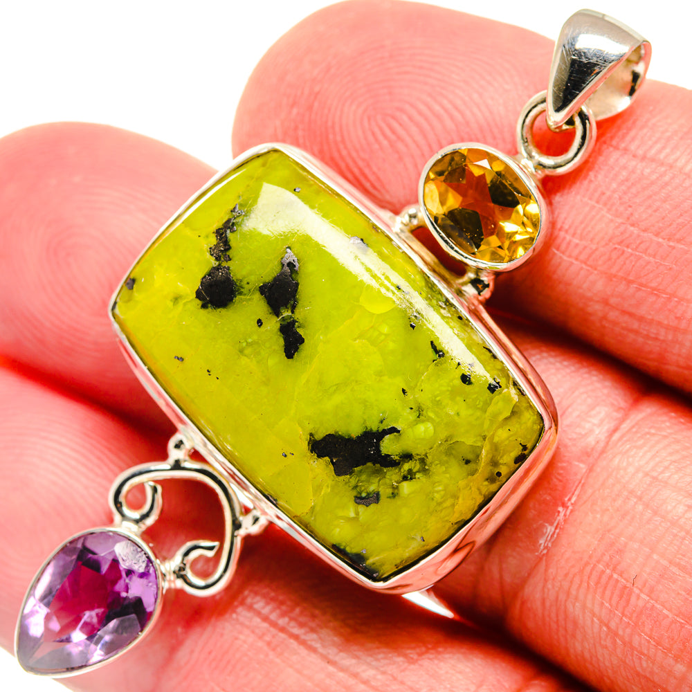 African Green Opal, Amethyst, Citrine Pendants handcrafted by Anasilvercos - PD21763
