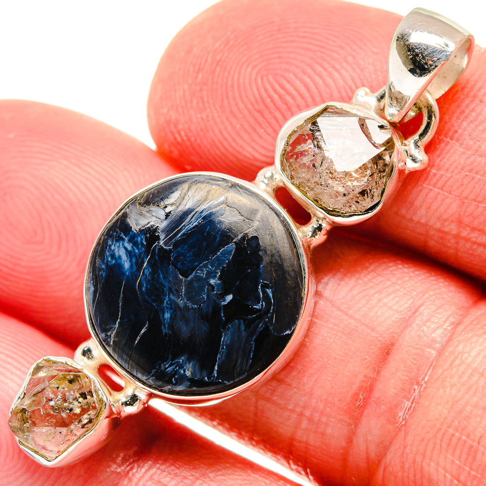 Pietersite, Herkimer Diamond Pendants handcrafted by Anasilvercos - PD21766