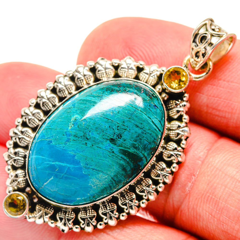 Chrysocolla, Citrine Pendants handcrafted by Anasilvercos - PD21768