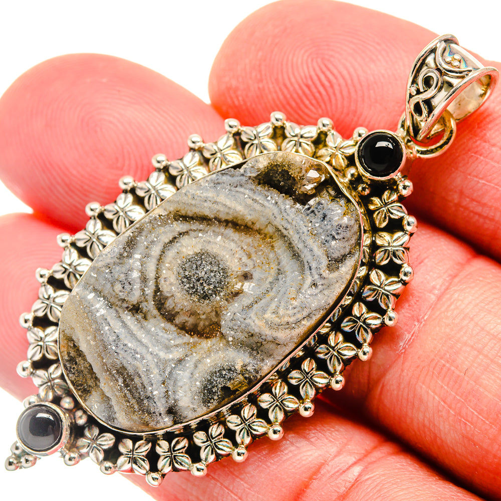 Desert Druzy, Black Onyx Pendants handcrafted by Anasilvercos - PD21769