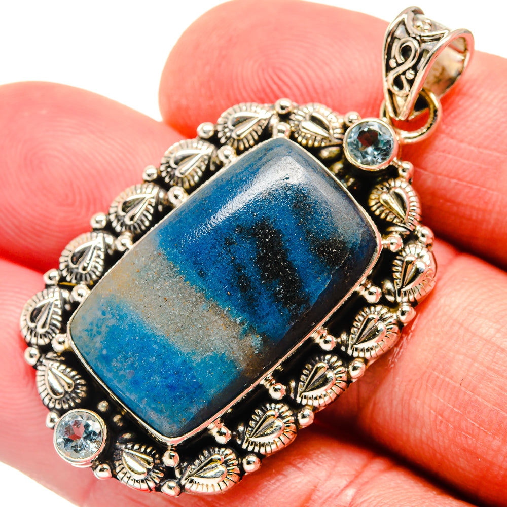 Shattuckite, Blue Topaz Pendants handcrafted by Anasilvercos - PD21770