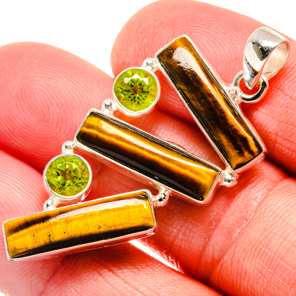 Tiger Eye, Peridot Pendants handcrafted by Anasilvercos - PD21778