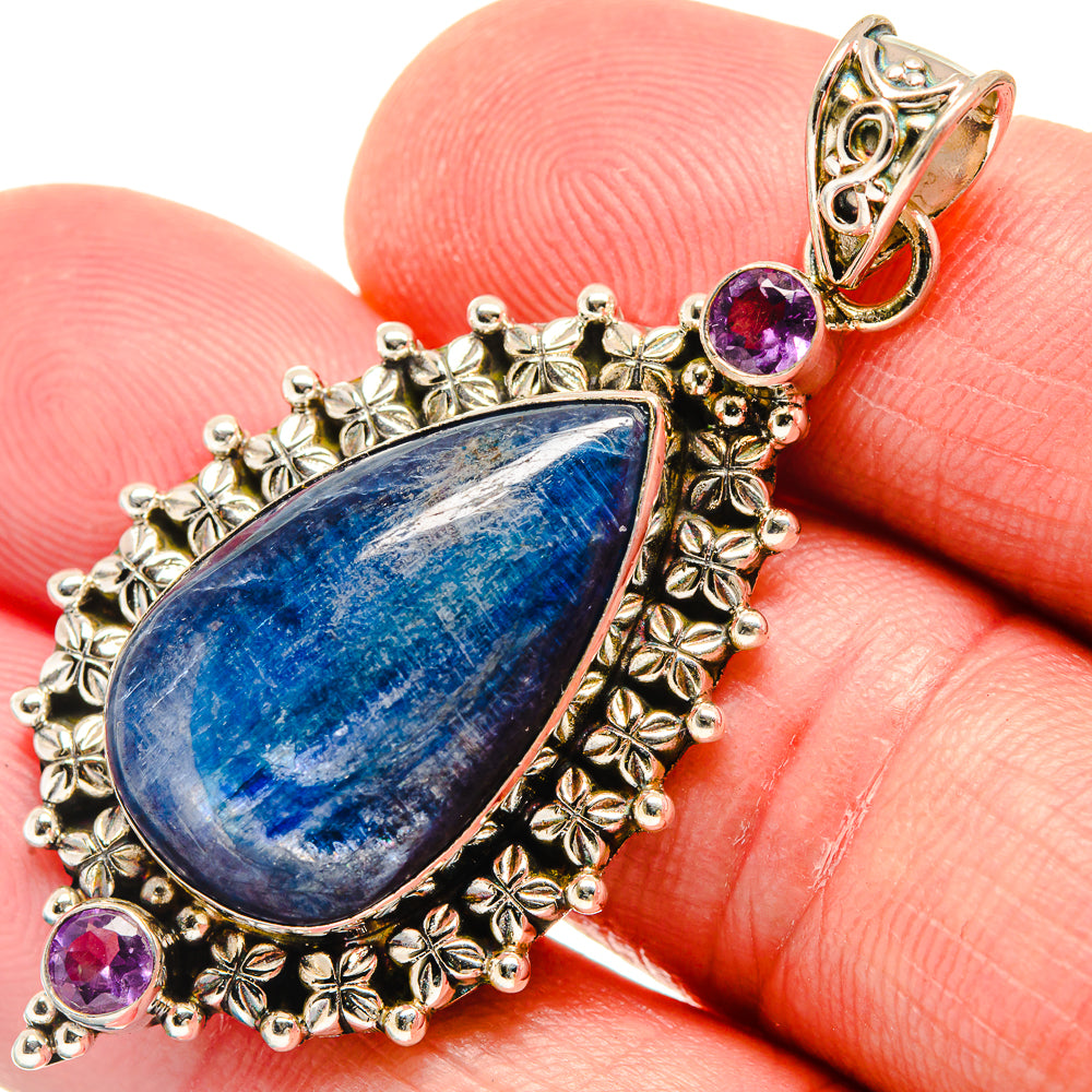 Kyanite, Amethyst Pendants handcrafted by Anasilvercos - PD21791