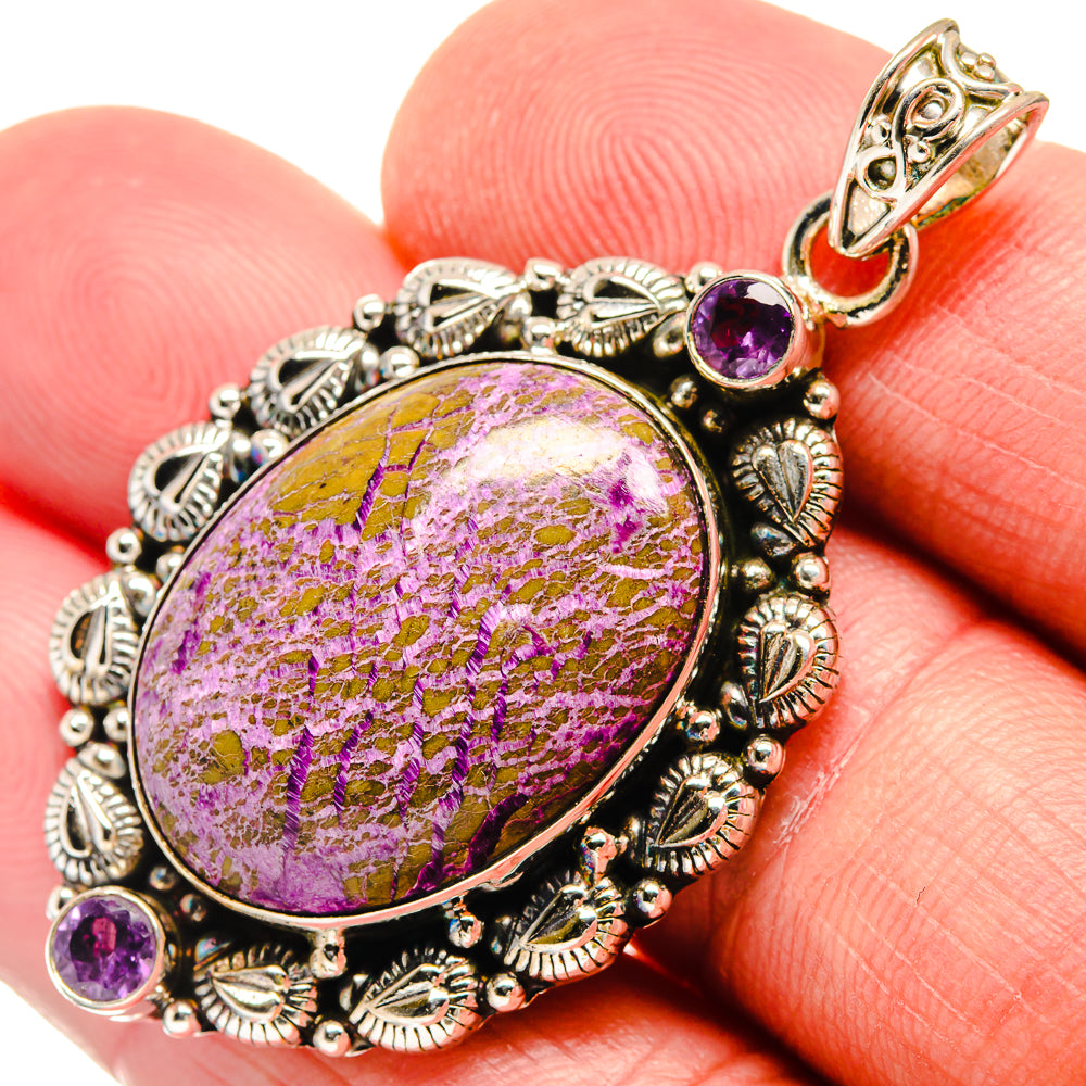 Stichtite, Amethyst Pendants handcrafted by Anasilvercos - PD21799