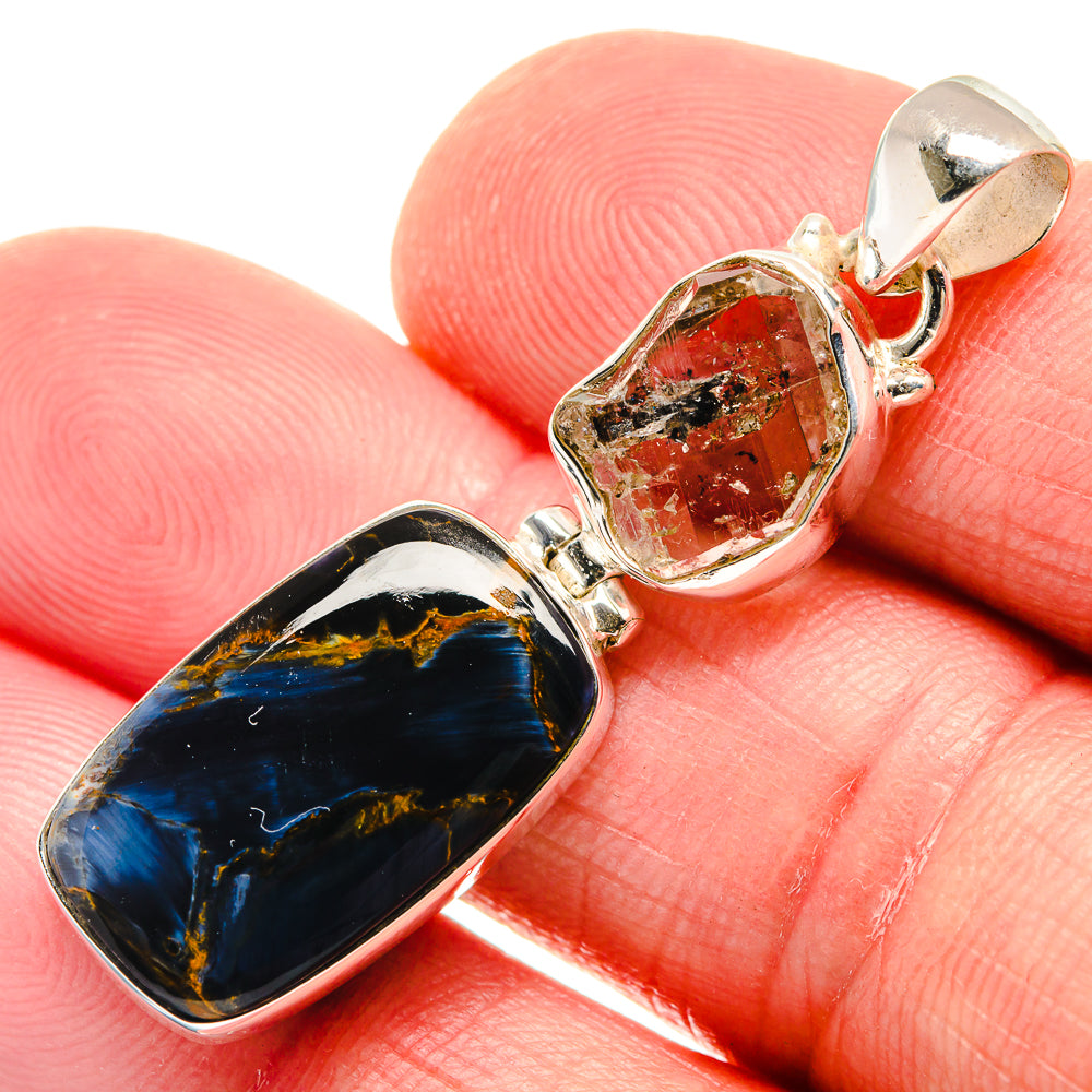 Pietersite, Herkimer Diamond Pendants handcrafted by Anasilvercos - PD21809