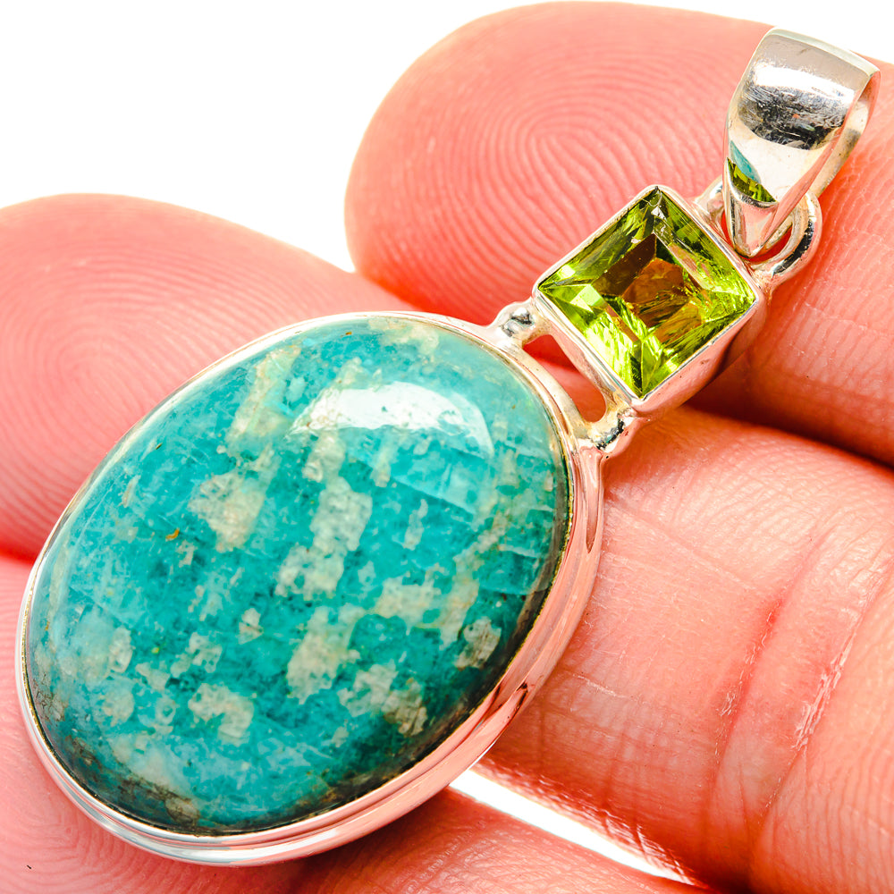 Amazonite, Peridot Pendants handcrafted by Anasilvercos - PD21814