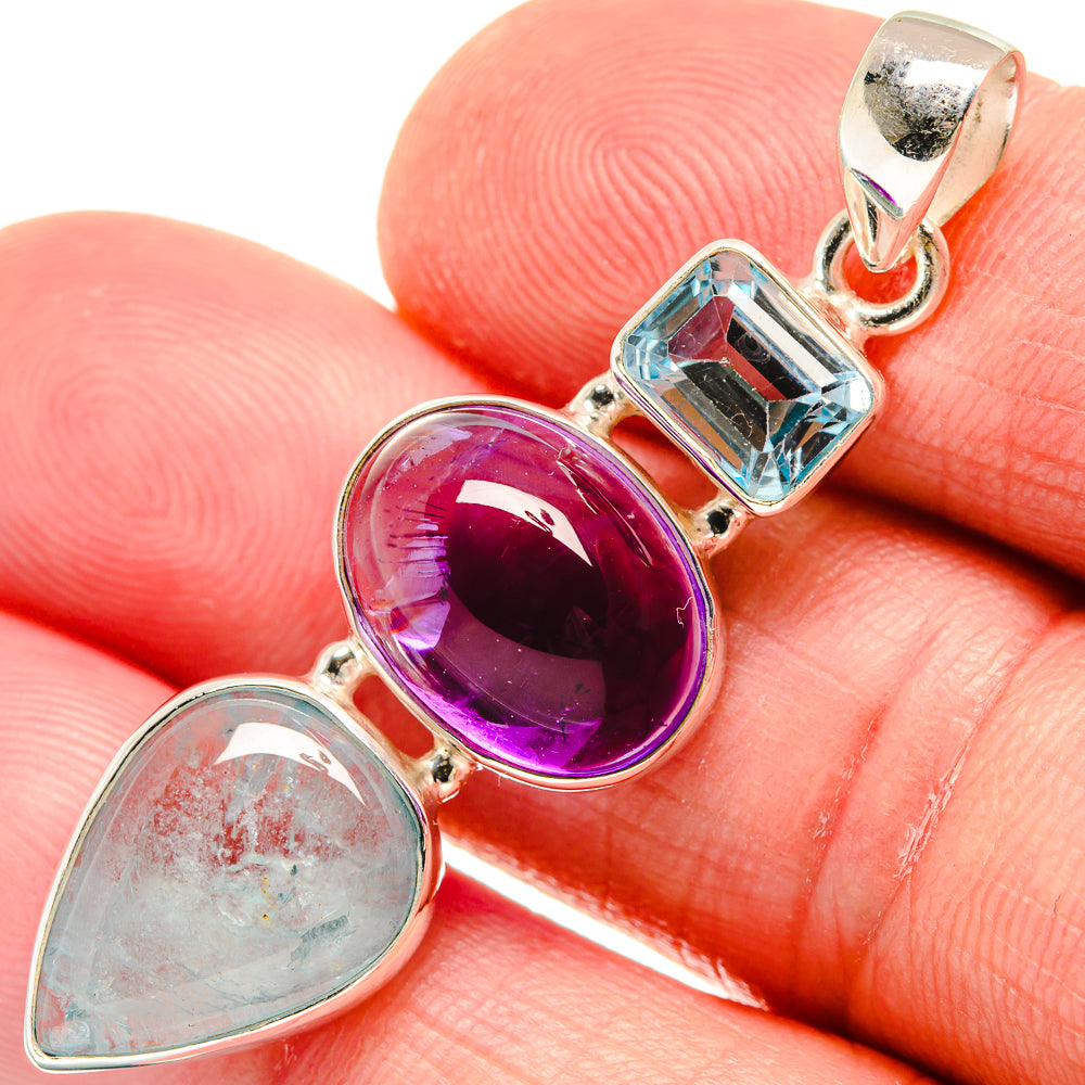 Aquamarine, Amethyst, Blue Topaz Pendants handcrafted by Anasilvercos - PD21824