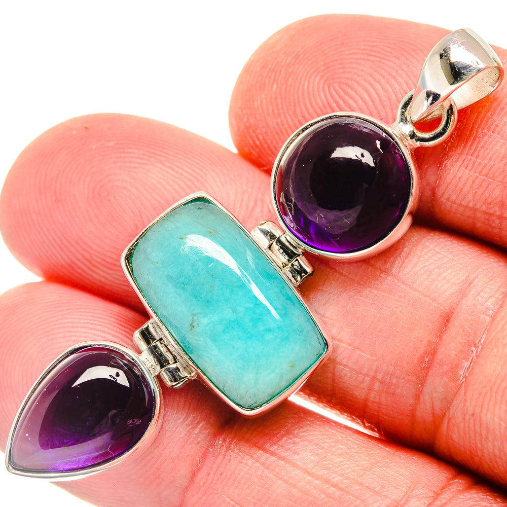 Larimar, Amethyst Pendants handcrafted by Anasilvercos - PD21830