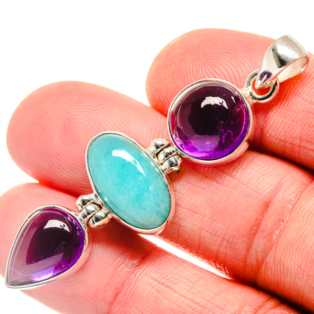 Larimar, Amethyst Pendants handcrafted by Anasilvercos - PD21832
