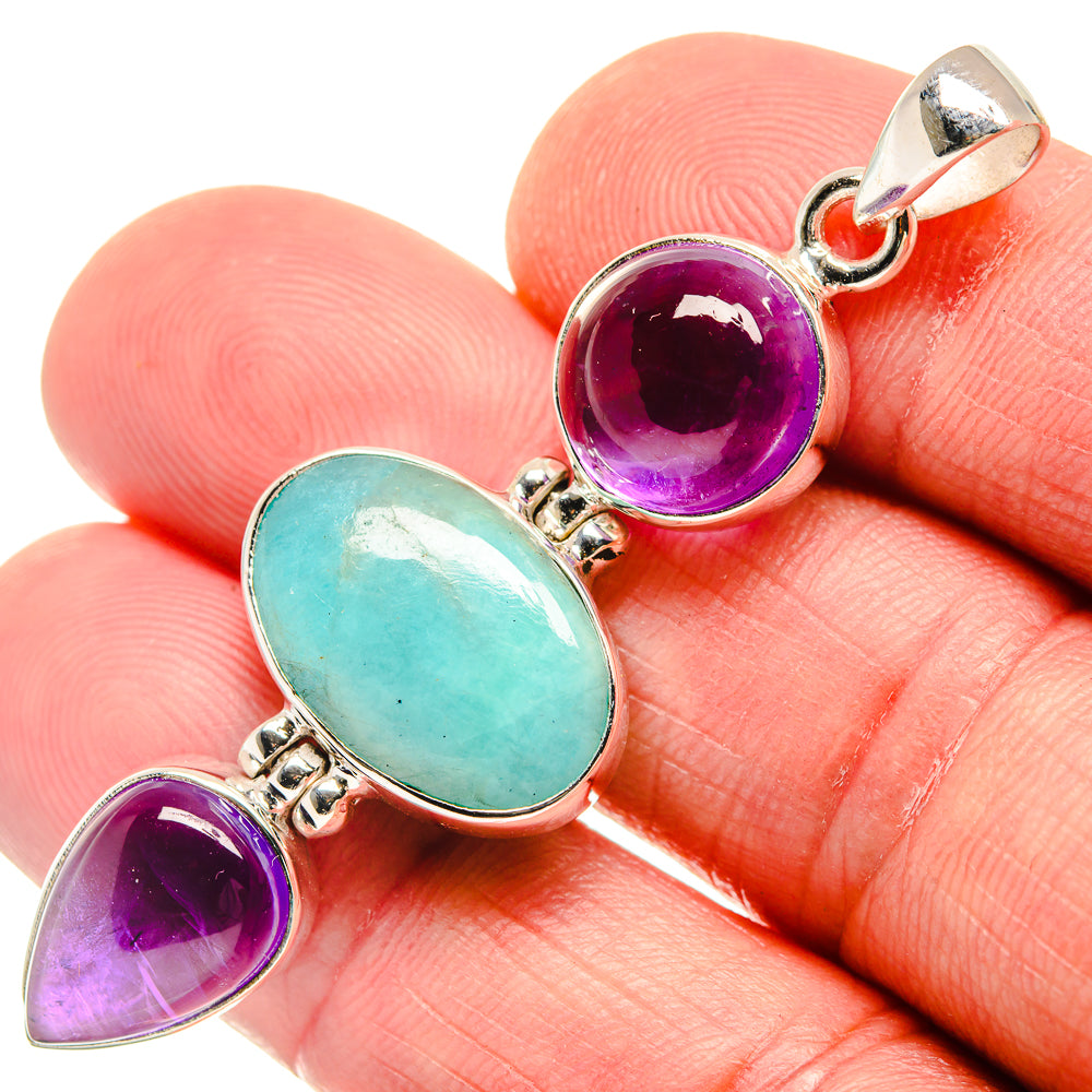 Larimar, Amethyst Pendants handcrafted by Anasilvercos - PD21835