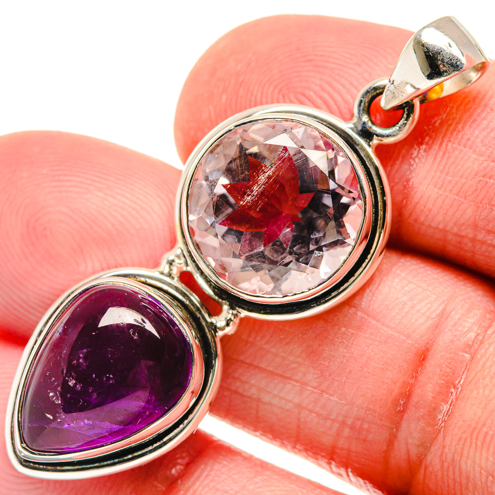 Morganite, Amethyst Pendants handcrafted by Anasilvercos - PD21837