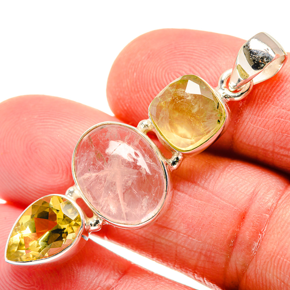 Rose Quartz, Citrine Pendants handcrafted by Anasilvercos - PD21840