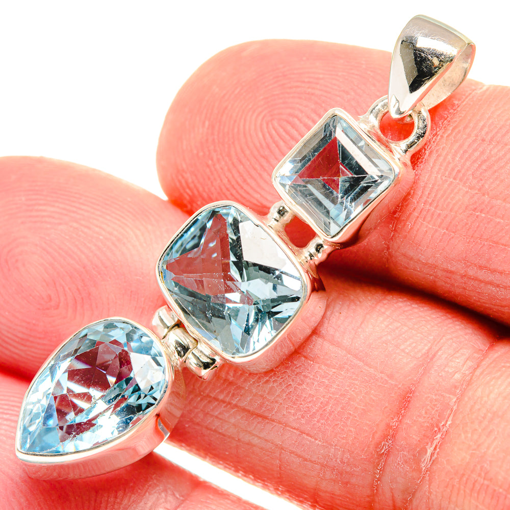 Blue Topaz Pendants handcrafted by Anasilvercos - PD21977