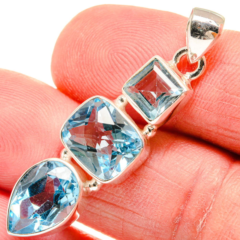 Blue Topaz Pendants handcrafted by Anasilvercos - PD21984