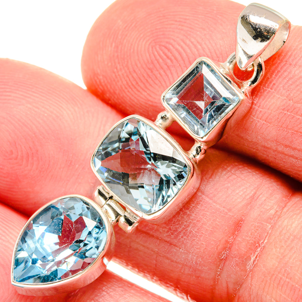 Blue Topaz Pendants handcrafted by Anasilvercos - PD21986