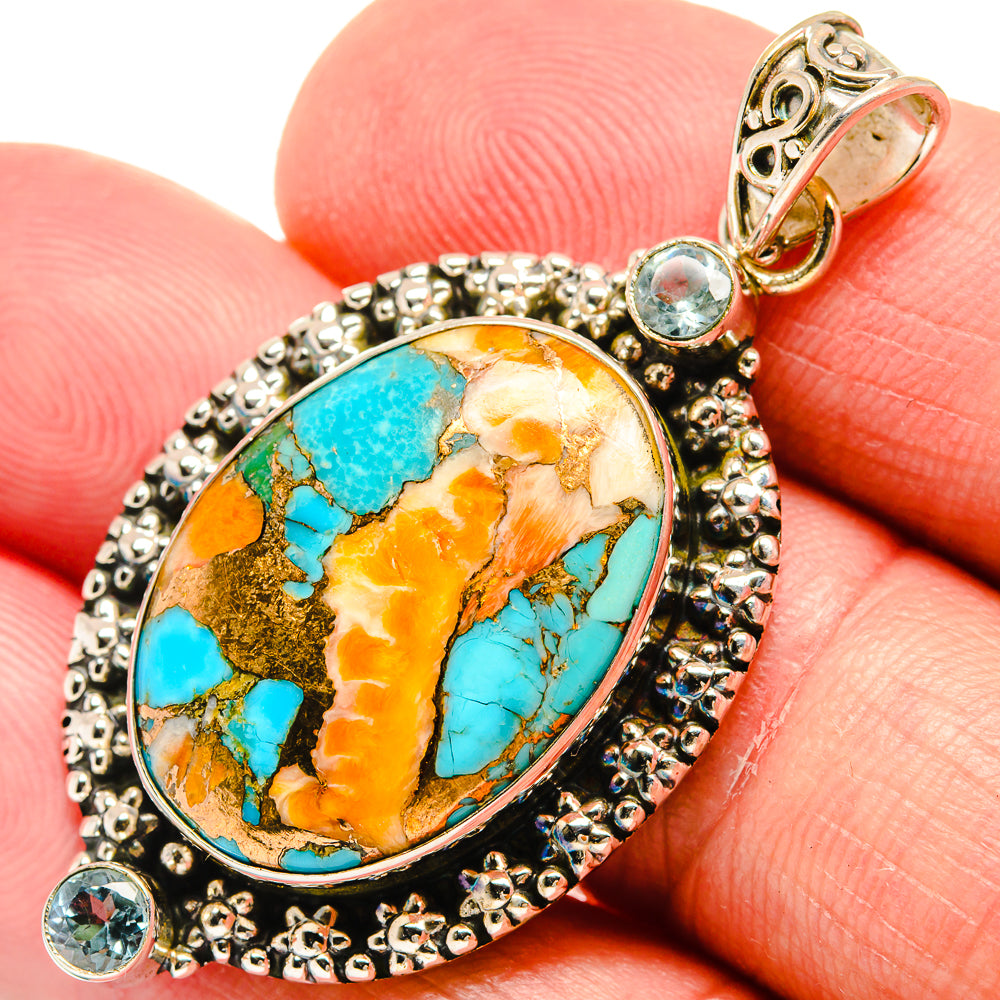 Spiny Oyster Turquoise Pendants handcrafted by Anasilvercos - PD22028
