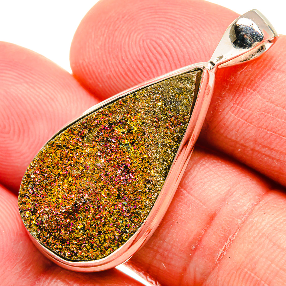 Spectro Pyrite Druzy Pendants handcrafted by Anasilvercos - PD22059