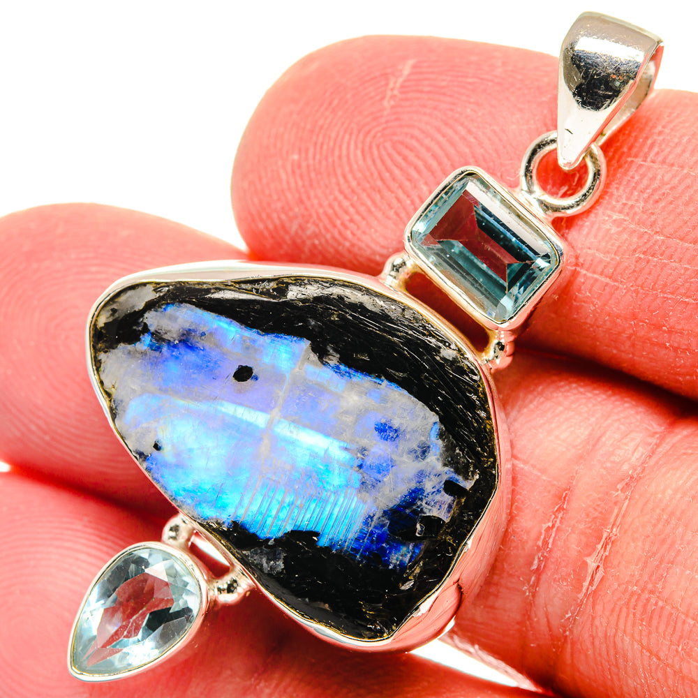 Rainbow Moonstone Pendants handcrafted by Anasilvercos - PD22202