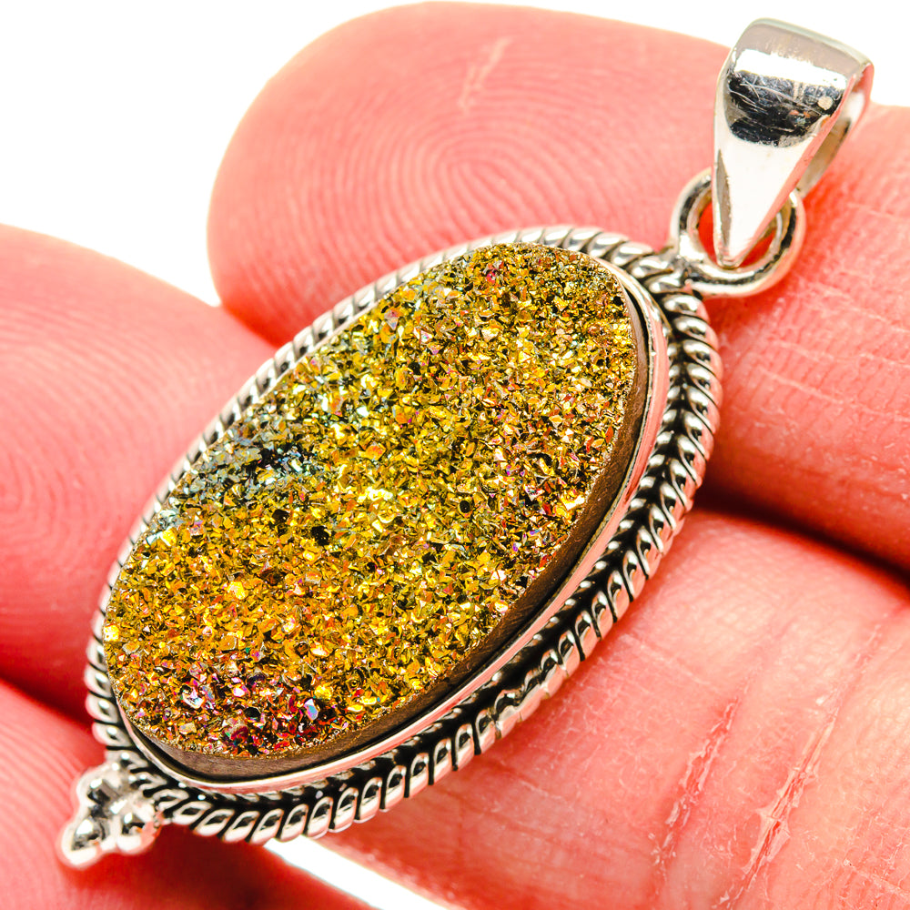 Spectro Pyrite Druzy Pendants handcrafted by Anasilvercos - PD22226