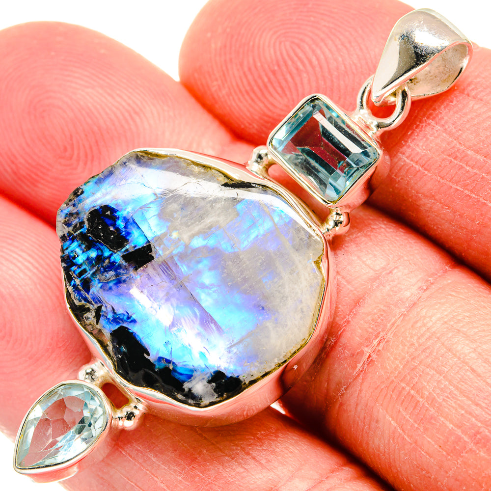 Rainbow Moonstone Pendants handcrafted by Anasilvercos - PD22300