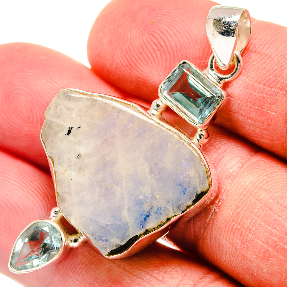 Rainbow Moonstone Pendants handcrafted by Anasilvercos - PD22303