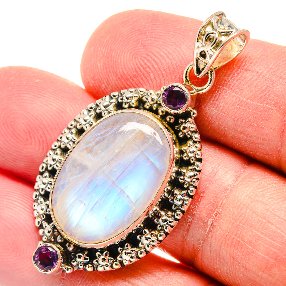 Rainbow Moonstone Pendants handcrafted by Anasilvercos - PD22351