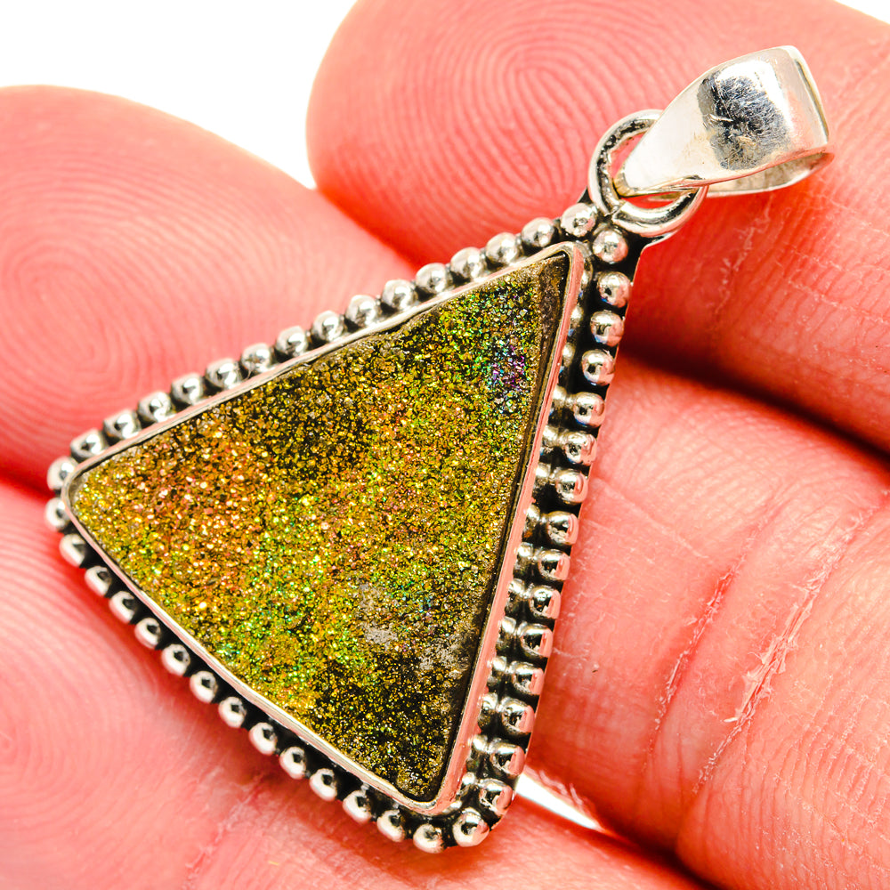 Spectro Pyrite Druzy Pendants handcrafted by Anasilvercos - PD22491