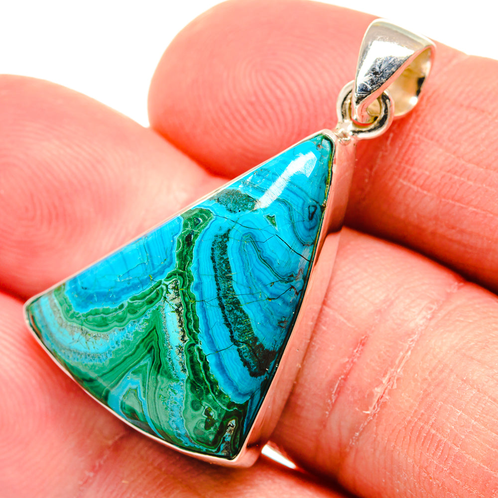 Chrysocolla In Malachite Pendants handcrafted by Anasilvercos - PD22493