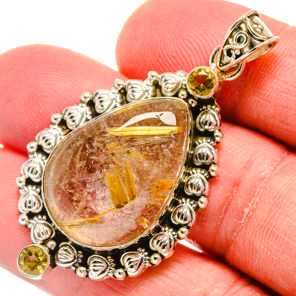 Rutilated Quartz Pendants handcrafted by Anasilvercos - PD22494