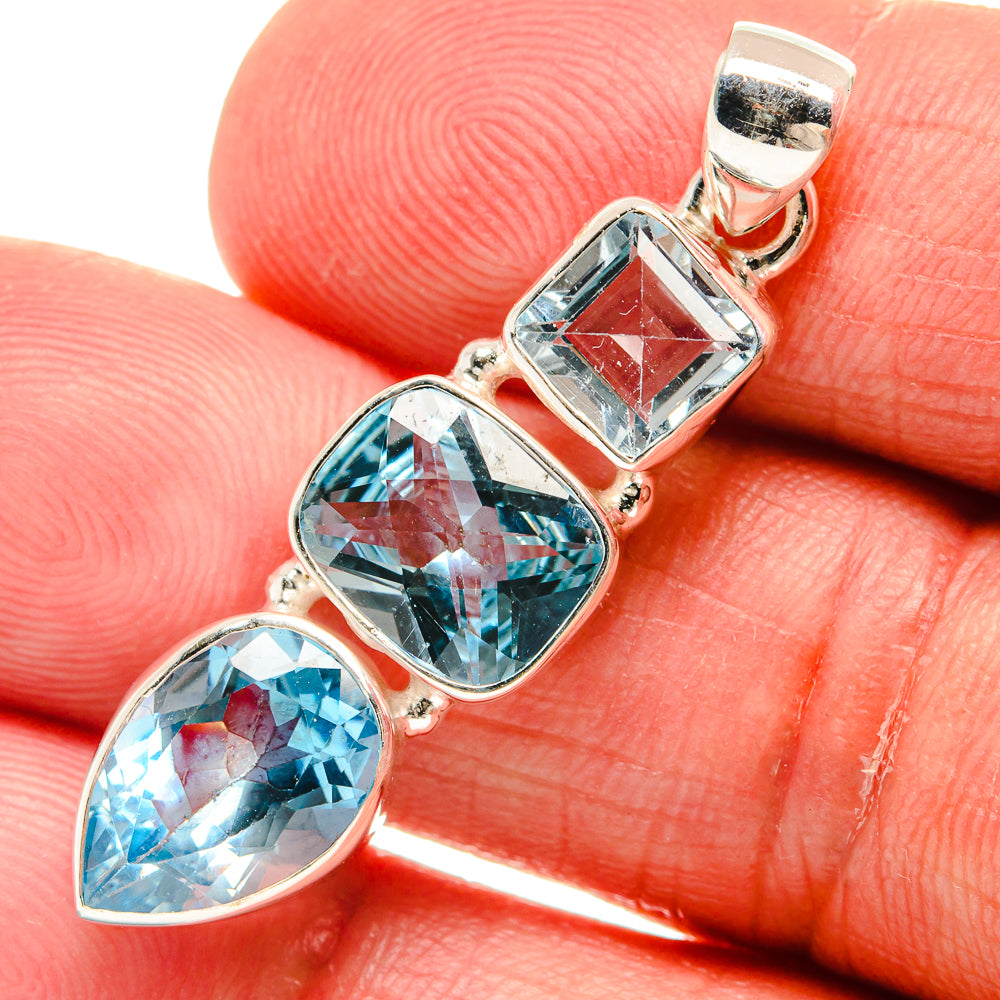 Blue Topaz Pendants handcrafted by Anasilvercos - PD22626