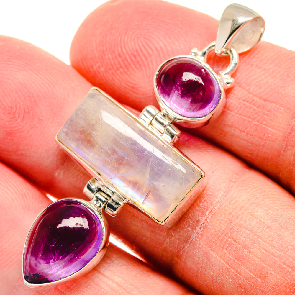 Rainbow Moonstone Pendants handcrafted by Anasilvercos - PD22636