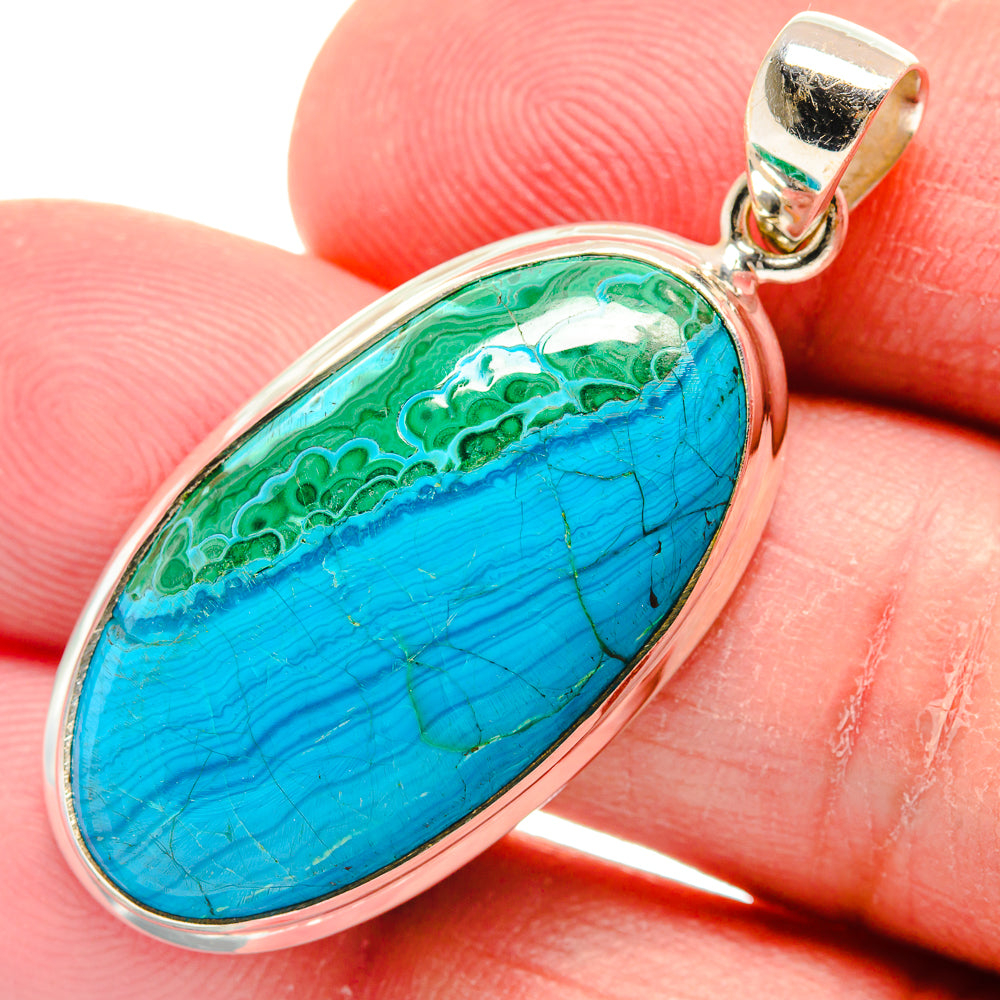 Chrysocolla In Malachite Pendants handcrafted by Anasilvercos - PD22764