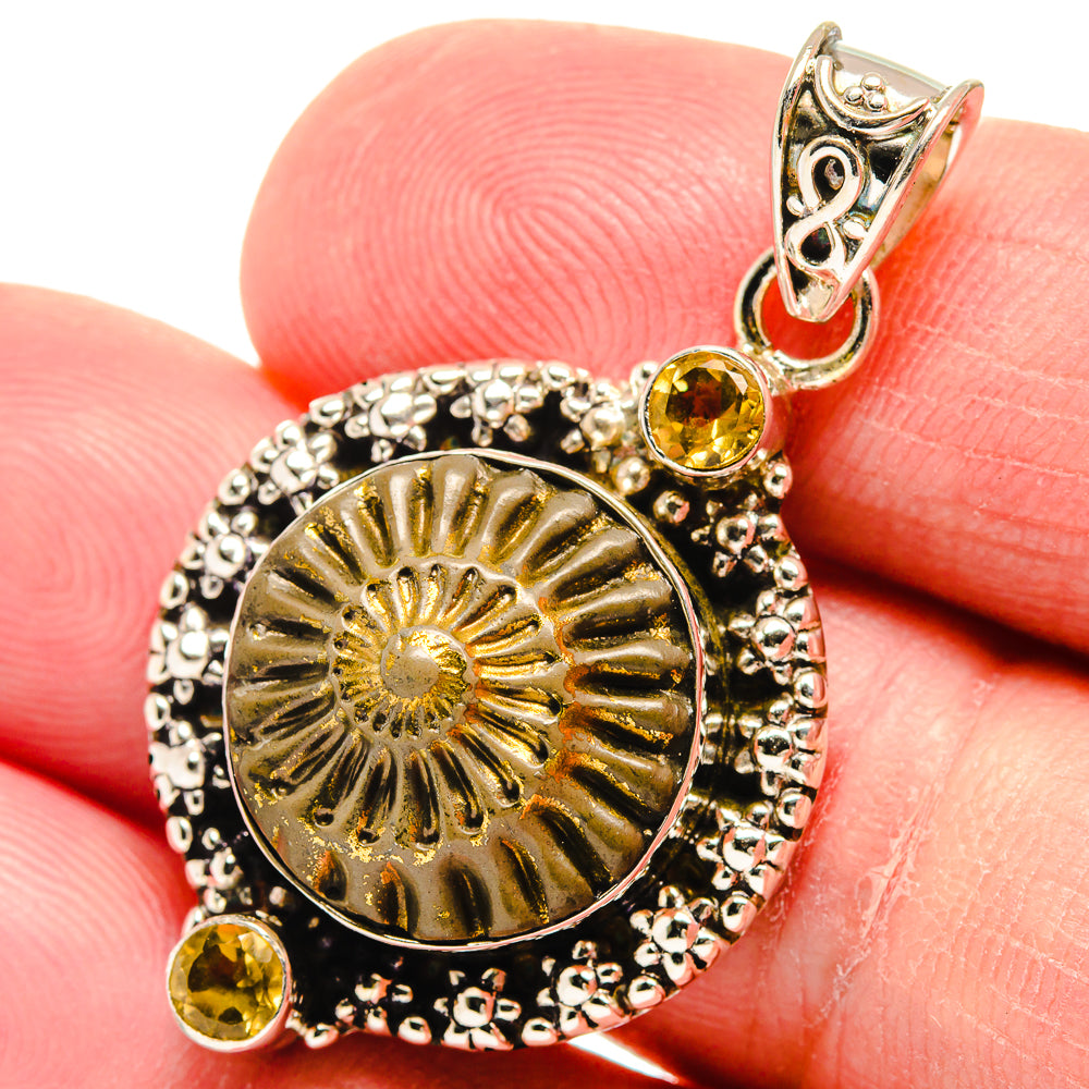 Pyrite Fossil Pendants handcrafted by Anasilvercos - PD22782