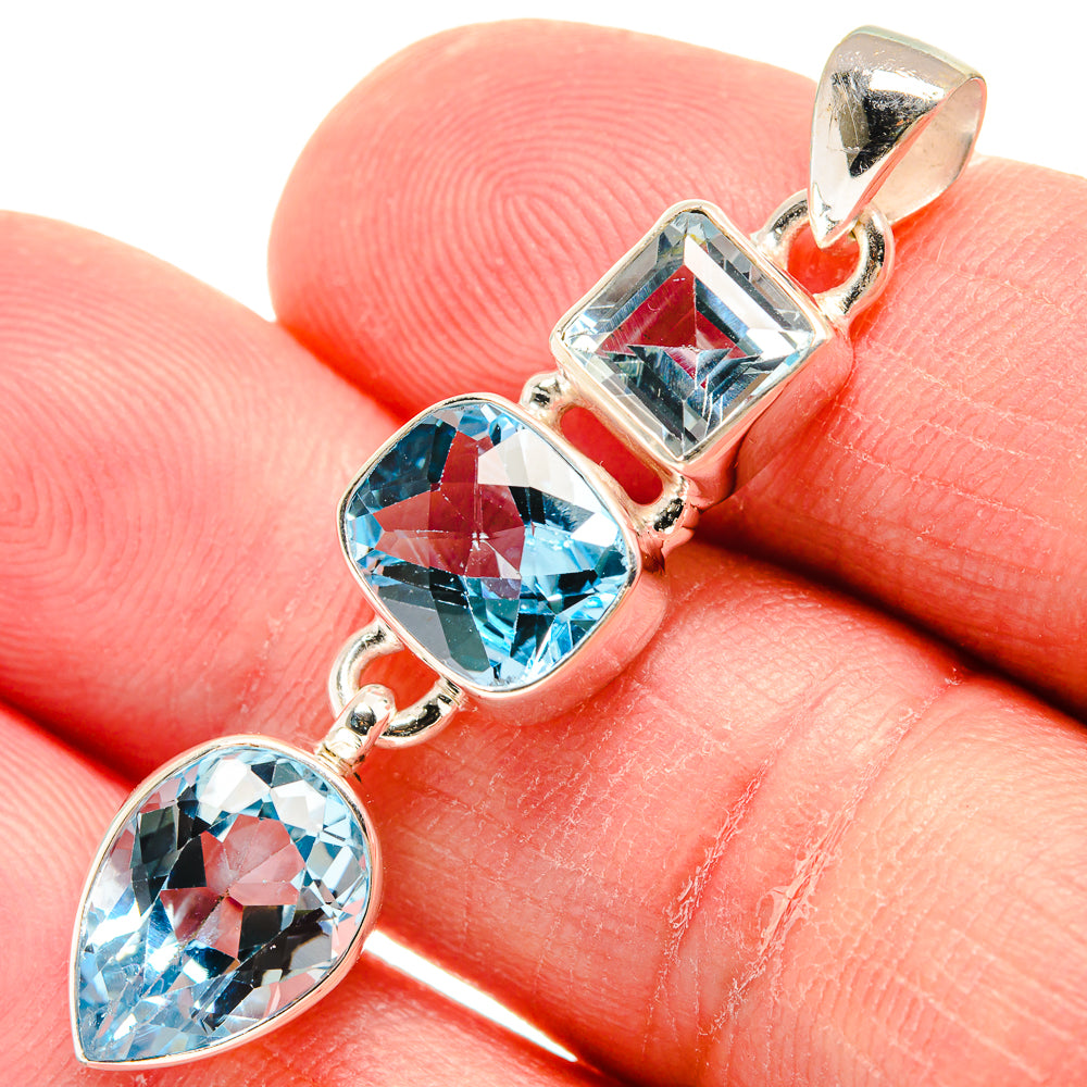 Blue Topaz Pendants handcrafted by Anasilvercos - PD22791