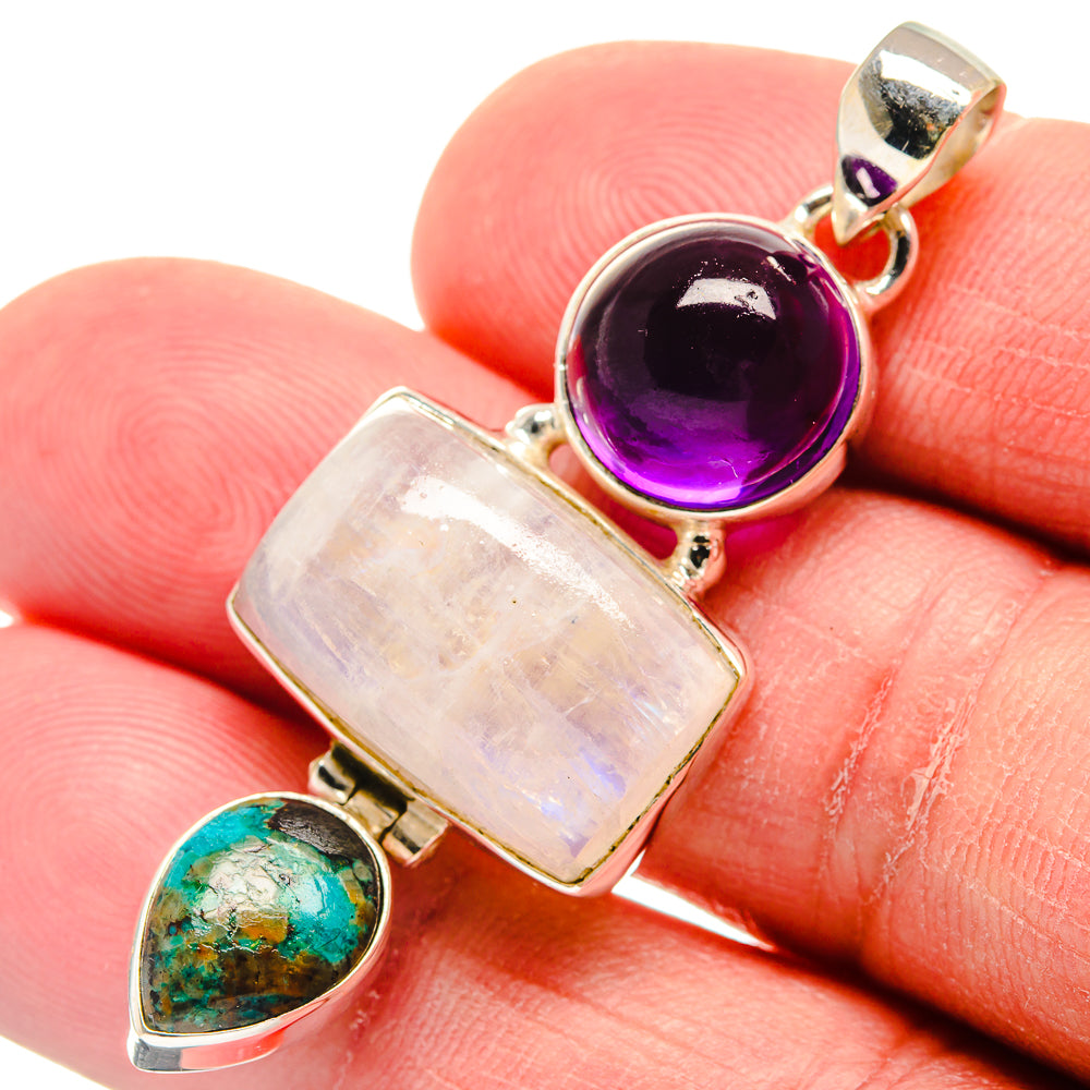Rainbow Moonstone Pendants handcrafted by Anasilvercos - PD22798