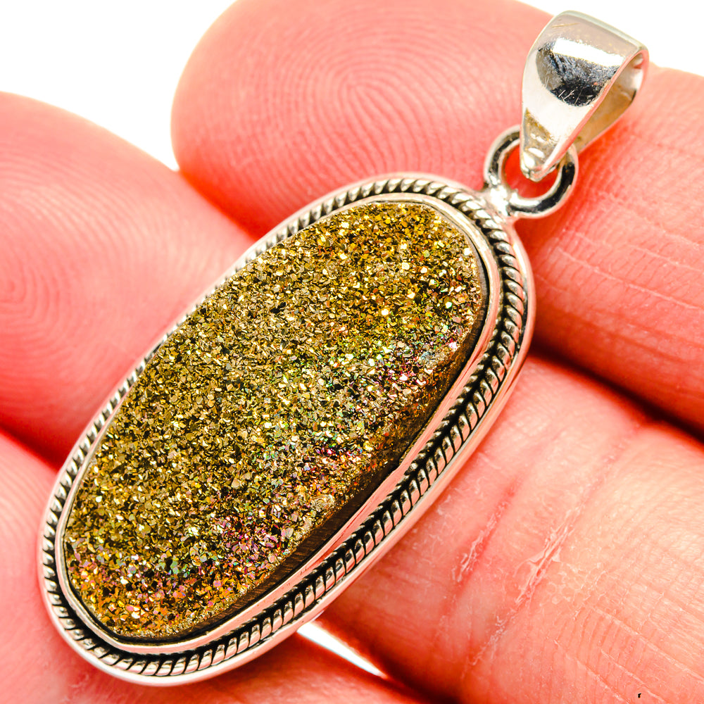 Spectro Pyrite Druzy Pendants handcrafted by Anasilvercos - PD22854