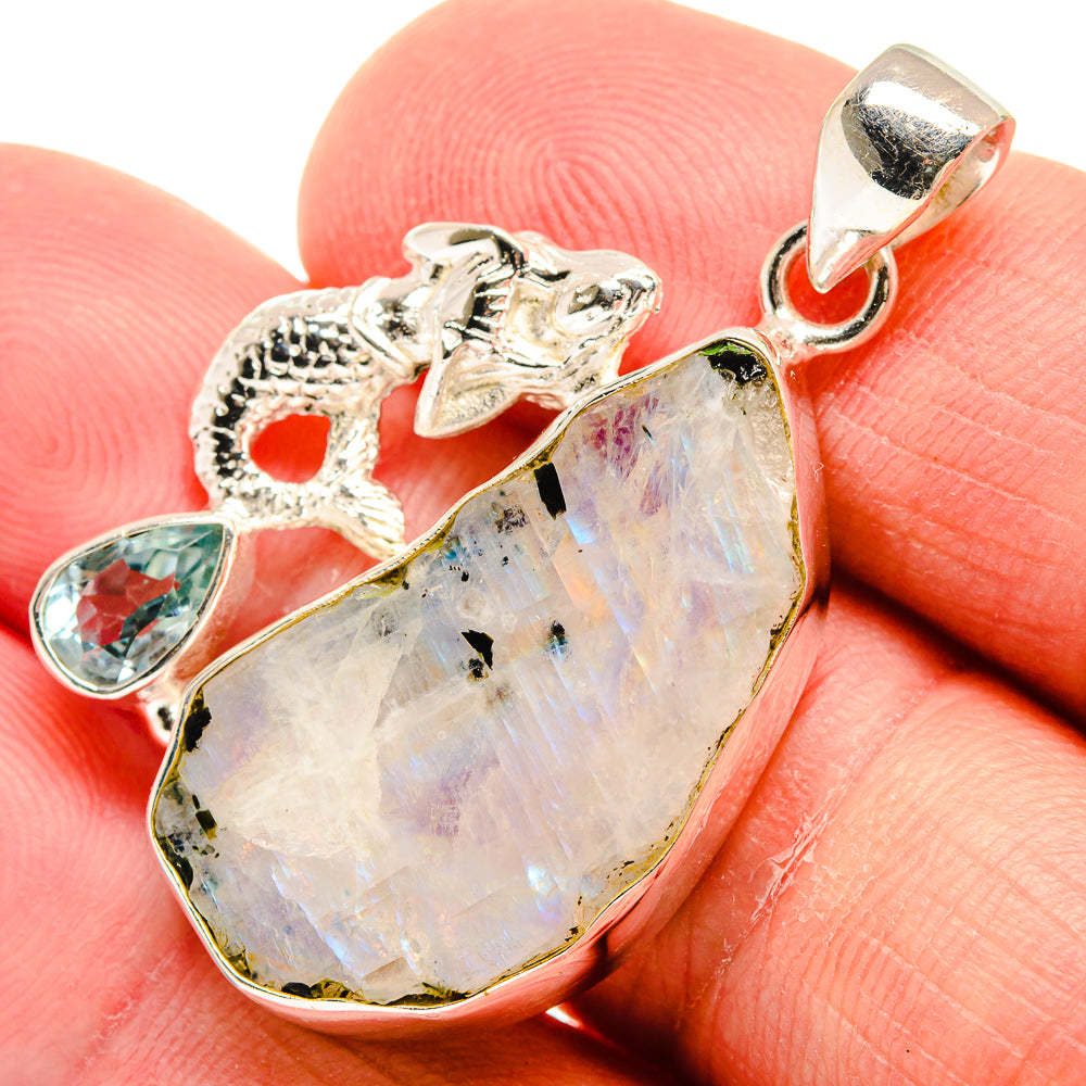 Rainbow Moonstone Pendants handcrafted by Anasilvercos - PD22885