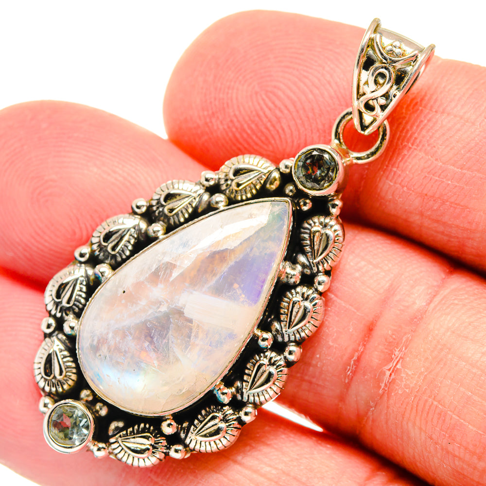 Rainbow Moonstone Pendants handcrafted by Anasilvercos - PD22886