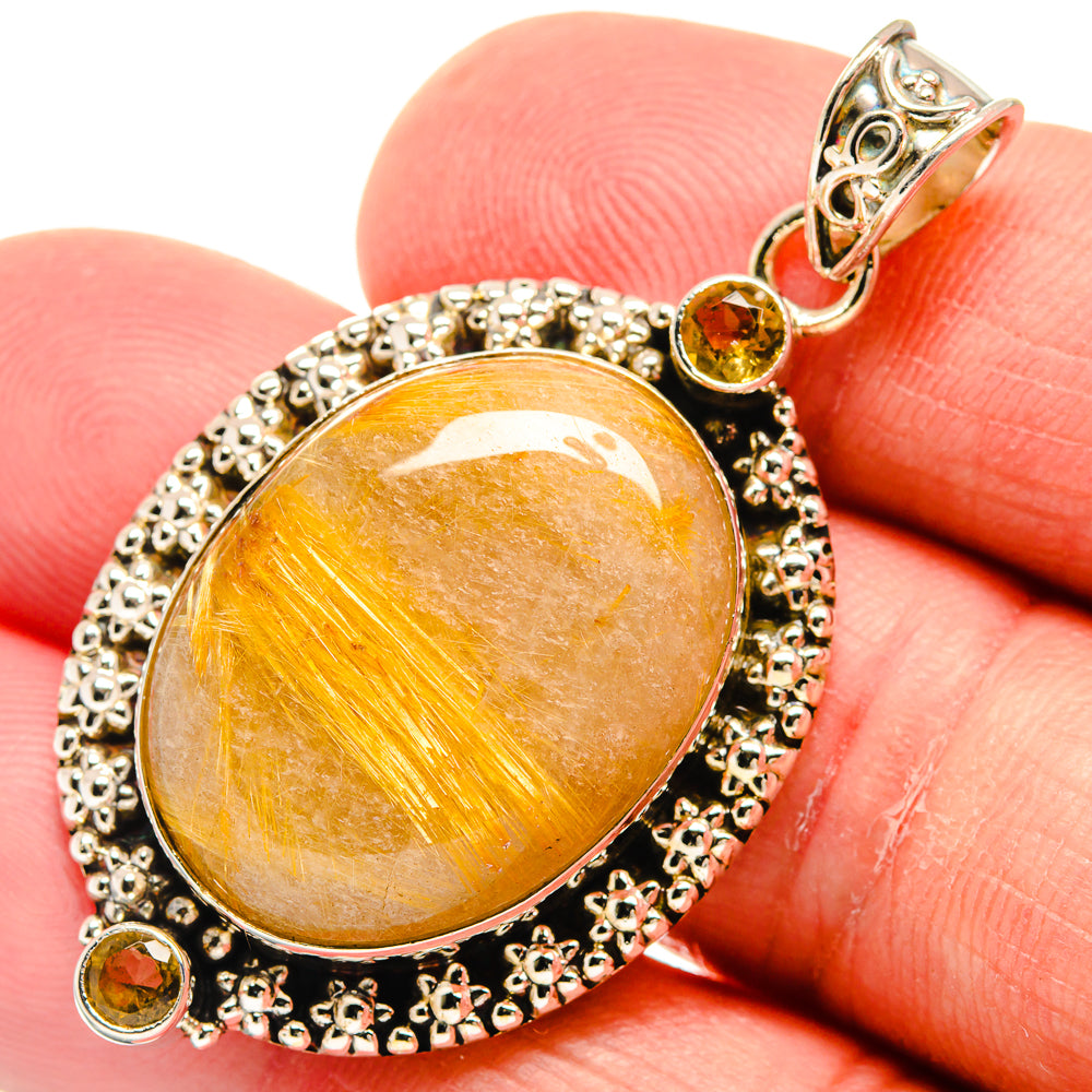Rutilated Quartz Pendants handcrafted by Anasilvercos - PD22907