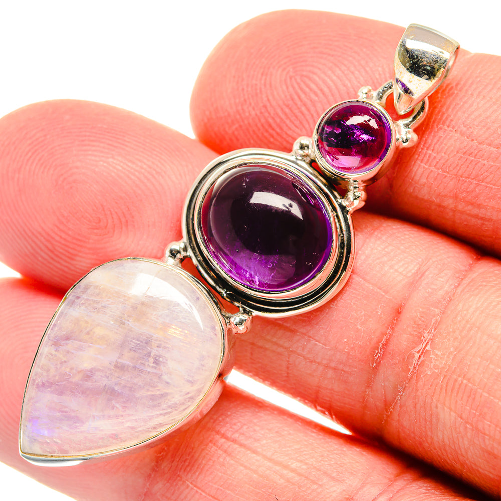 Rainbow Moonstone Pendants handcrafted by Anasilvercos - PD22929
