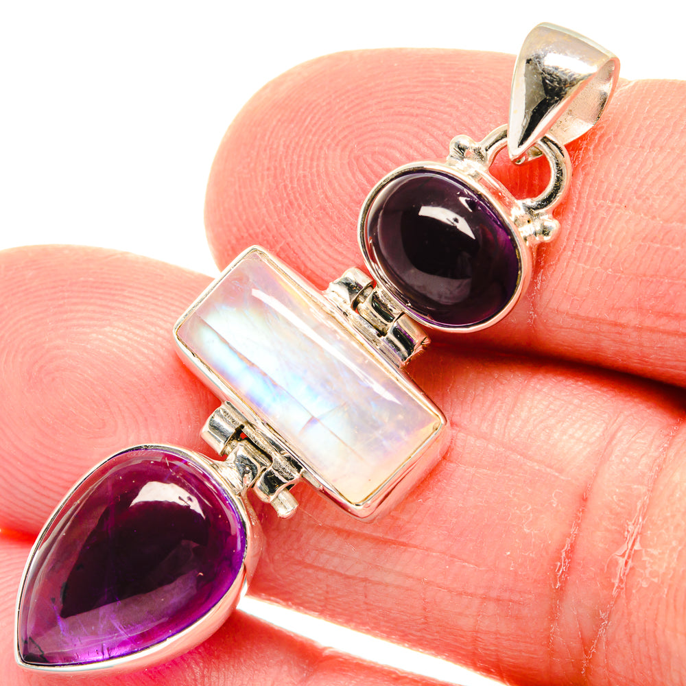 Rainbow Moonstone Pendants handcrafted by Anasilvercos - PD22933